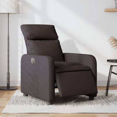 Gossi fotoliu rabatabil electric, maro inchis, material textil