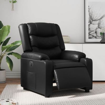 Gossi fotoliu rabatabil electric, negru, piele ecologica