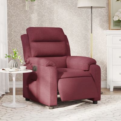 Gossi fotoliu rabatabil electric, rosu vin, material textil