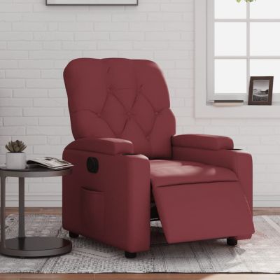 Gossi fotoliu rabatabil electric, rosu vin, piele ecologica