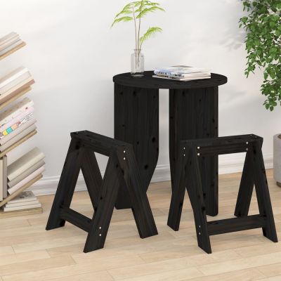 Gossi scaune, 2 buc., negru, 40x40x45 cm, lemn masiv de pin