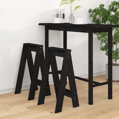 Gossi scaune, 2 buc., negru, 40x40x75 cm, lemn masiv de pin