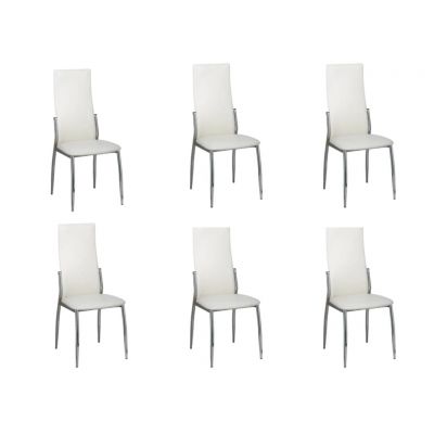 Gossi scaune de bucatarie, 6 buc., alb, piele ecologica
