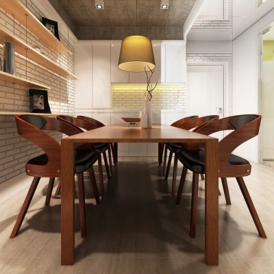 Gossi scaune de bucatarie, 6 buc., maro, piele ecologica