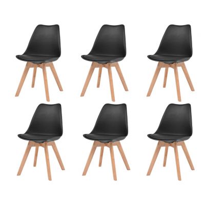 Gossi scaune de bucatarie, 6 buc., negru, plastic