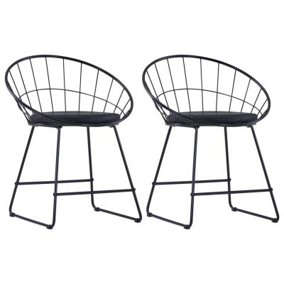Gossi scaune de bucatarie, sezut piele ecologica, 2 buc., negru, otel
