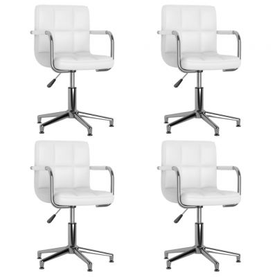 Gossi scaune de masa pivotante, 4 buc., alb, piele ecologica