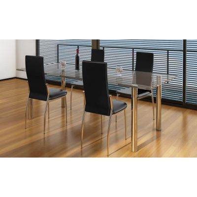 Gossi scaune de sufragerie, 4 buc., negru, piele ecologica