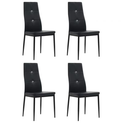 Gossi scaune de sufragerie, 4 buc., negru, piele ecologica