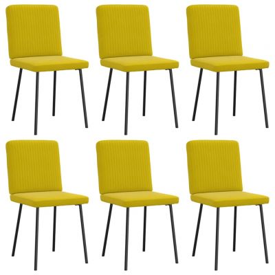 Gossi scaune de sufragerie, 6 buc, galben, catifea