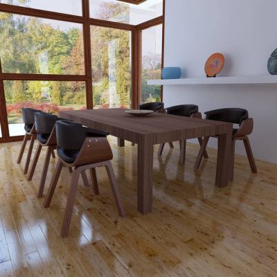 Gossi scaune de sufragerie, 6 buc., lemn curbat si piele ecologica