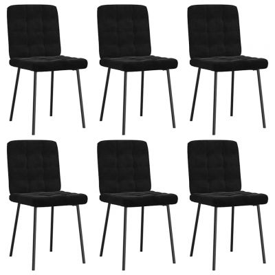 Gossi scaune de sufragerie, 6 buc, negru, catifea