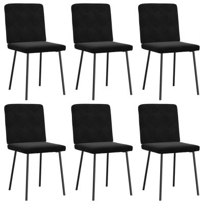 Gossi scaune de sufragerie, 6 buc, negru, catifea