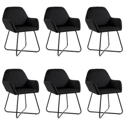 Gossi scaune de sufragerie, 6 buc, negru, catifea