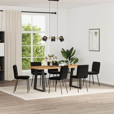 Gossi scaune de sufragerie, 6 buc, negru, catifea