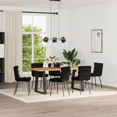 Gossi scaune de sufragerie, 6 buc, negru, catifea