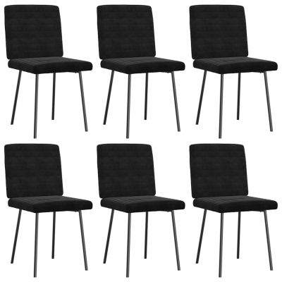Gossi scaune de sufragerie, 6 buc, negru, catifea