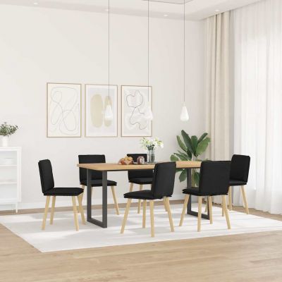 Gossi scaune de sufragerie 6 buc. negru material textil