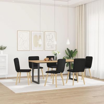 Gossi scaune de sufragerie 6 buc. negru material textil