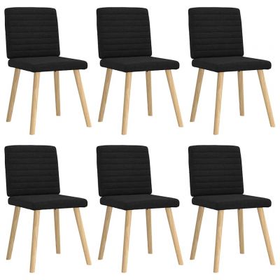 Gossi scaune de sufragerie 6 buc. negru material textil