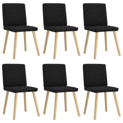 Gossi scaune de sufragerie 6 buc. negru material textil