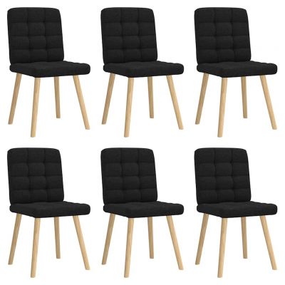 Gossi scaune de sufragerie 6 buc. negru material textil