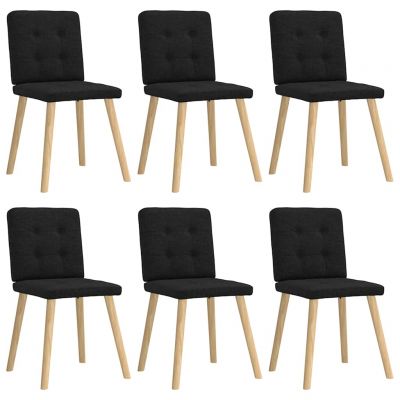 Gossi scaune de sufragerie 6 buc. negru material textil