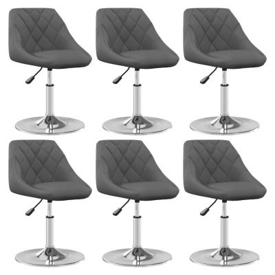 Gossi scaune de sufragerie pivotante, 6 buc, gri inchis, catifea