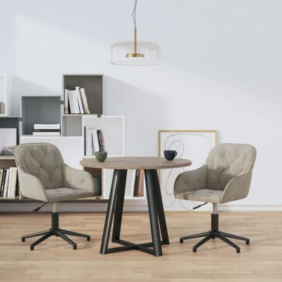 Gossi scaune rotative de bucatarie, 2 buc., gri deschis, catifea