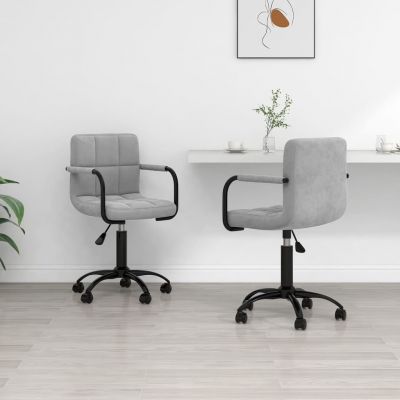 Gossi scaune rotative de bucatarie, 2 buc., gri deschis, catifea