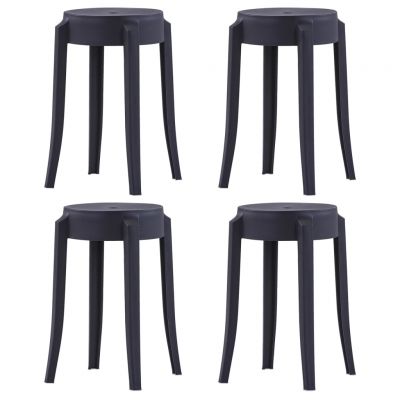 Gossi scaune stivuibile 4 buc., negru, plastic