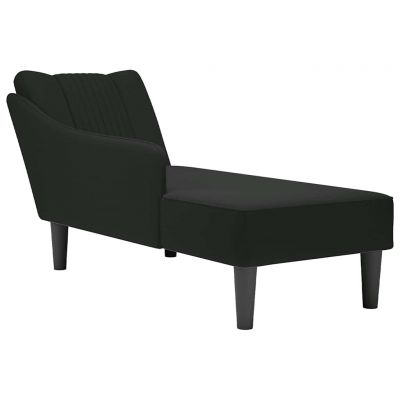 Gossi sezlong cu cotiera dreapta catifea neagra