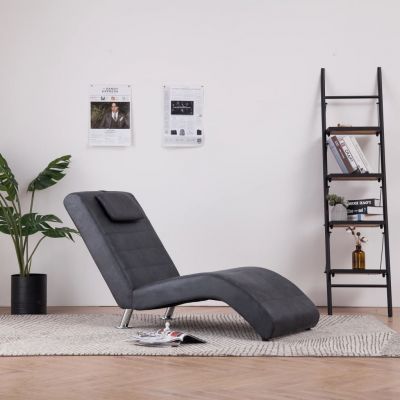 Gossi sezlong cu perna, gri, piele intoarsa artificiala