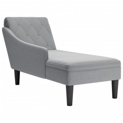 Gossi sezlong cu perna si cotiera dreapta, gri deschis, textil