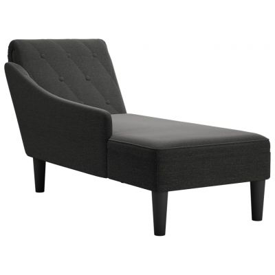 Gossi sezlong cu perna si cotiera dreapta, negru, textil