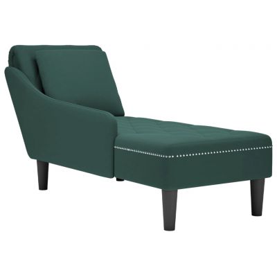 Gossi sezlong cu perna si cotiera dreapta, verde inchis, catifea