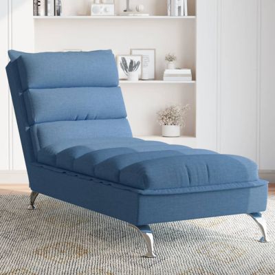 Gossi sezlong cu perne, albastru, material textil