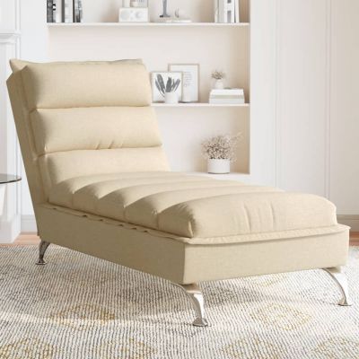 Gossi sezlong cu perne, crem, material textil