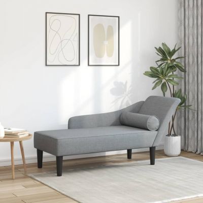 Gossi sezlong cu perne, gri deschis, material textil