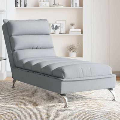 Gossi sezlong cu perne, gri deschis, material textil