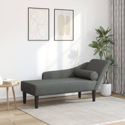 Gossi sezlong cu perne, gri inchis, material textil
