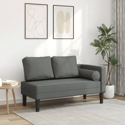 Gossi sezlong cu perne, gri inchis, material textil