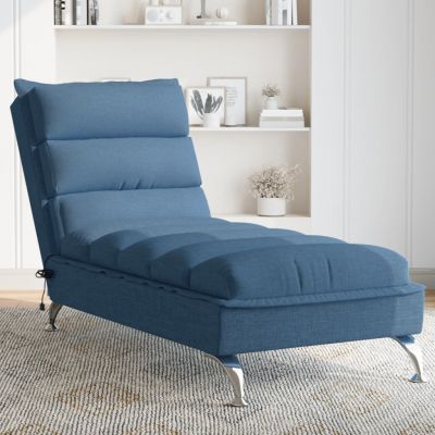 Gossi sezlong de masaj cu perne, albastru, material textil