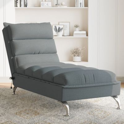 Gossi sezlong de masaj cu perne, gri inchis, material textil
