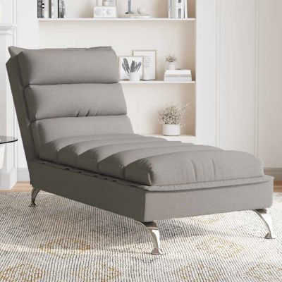 Gossi sezlong de masaj cu perne, gri taupe, material textil
