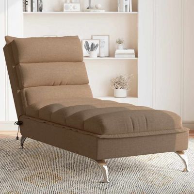 Gossi sezlong de masaj cu perne, maro, material textil