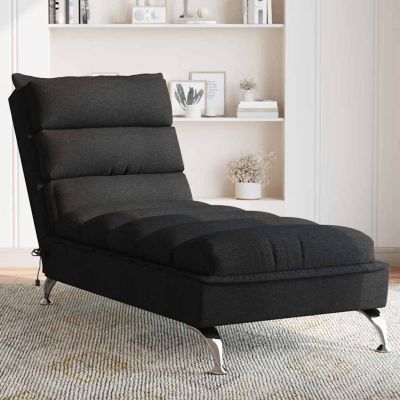 Gossi sezlong de masaj cu perne, negru, material textil