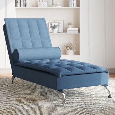 Gossi sezlong de masaj cu sprijin, albastru, material textil