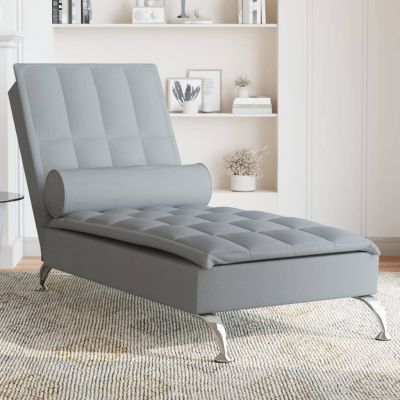 Gossi sezlong de masaj cu sprijin, gri deschis, material textil