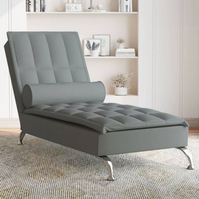 Gossi sezlong de masaj cu sprijin, gri inchis, material textil